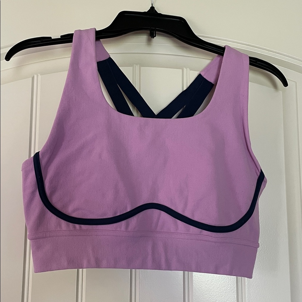 Fabletics Purple Sports Bra with Blue Trim